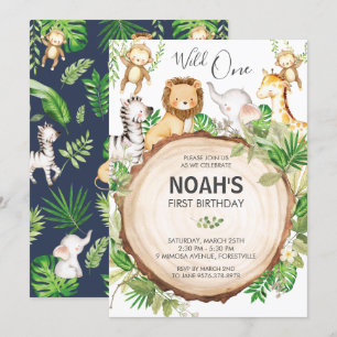 Invitation Animaux de la Jungle 1er Anniversaire Sauvage Une 