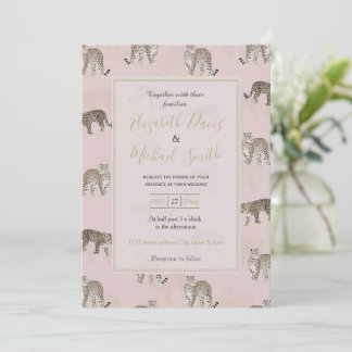 Invitation Animaux de la jungle léopard rose moderne