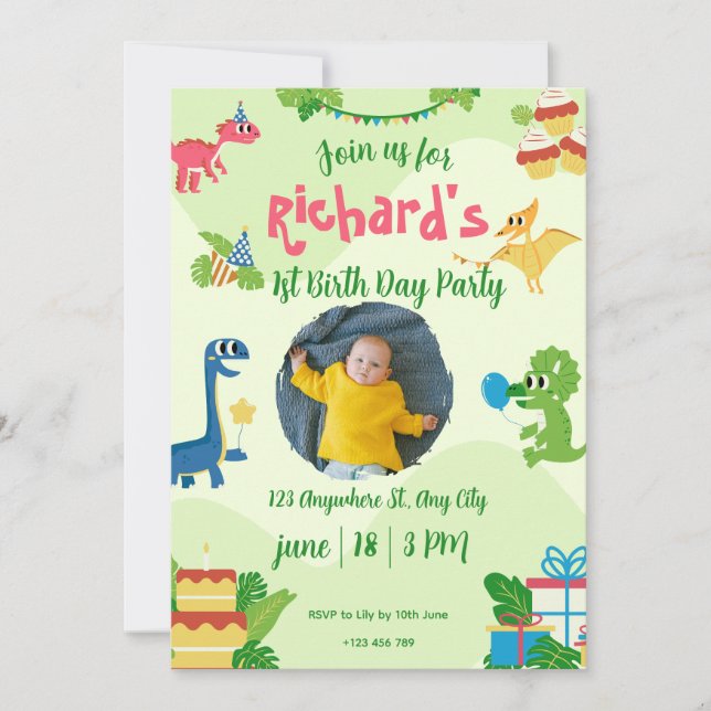 Invitation Animaux de la jungle lunaire 1er anniversaire Invi (Devant)