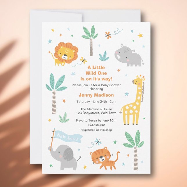 Invitation Animaux de la jungle mignonne Baby shower Invitati (Créateur téléchargé)