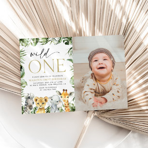 Invitation Animaux de la jungle, Safari, Un sauvage, premier 