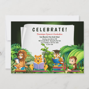 Invitation Animaux de la Jungle Studious Graduation Invitatio