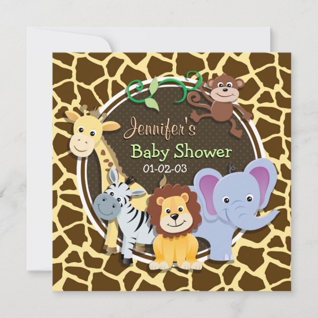 Invitation Animaux de la jungle sur Poster de animal Brown Gi (Devant)