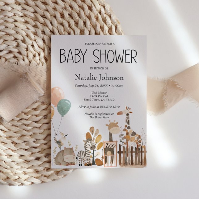 Invitation Animaux de la nurserie du zoo Baby Shower (Créateur téléchargé)