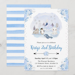 Invitation Animaux de l'Arctique en hiver 2e anniversaire