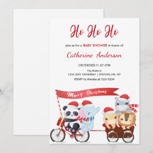 Invitation Animaux de Noël dans un Baby shower automobile Inv