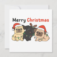 Animaux de Noël Pug Chiens Mignons Joyeux Noël Dan