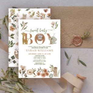 Invitation Animaux de Safari Bohème Douce Fillette Garçon Bab