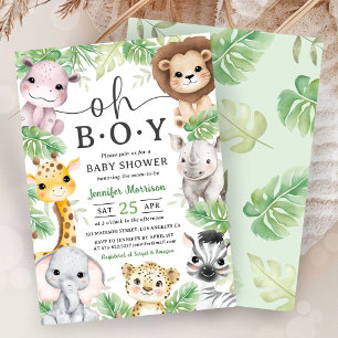 Invitation Animaux de Safari Fête de Naissance Oh Garçon Jung