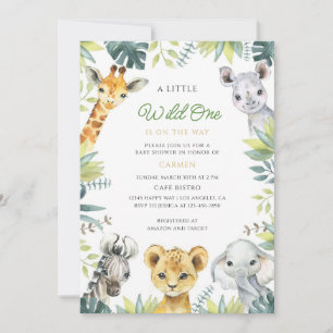 Invitation Animaux de Safari Jungle Fête de Bébé Sauvage
