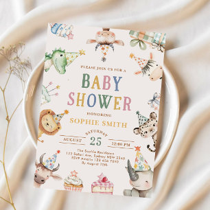 Invitation Animaux de safari mignons Baby Shower
