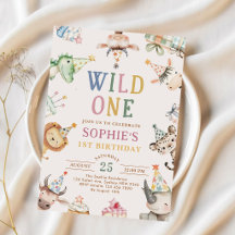 Animaux de safari mignons Fille 1er anniversaire