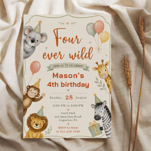 Invitation Animaux de safari sauvages à jamais aquarelle 4e a