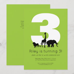 Invitation Animaux de zoo pour l'anniversaire d'un enfant ver