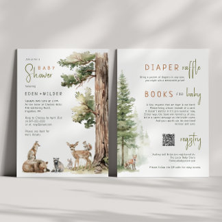 Invitation Animaux des bois | Baby shower All In One Couples
