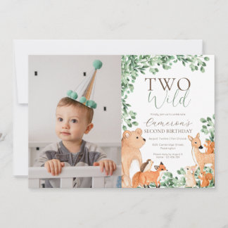Invitation Animaux des bois Deux animaux sauvages Deuxième an
