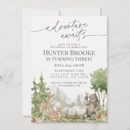 Invitation Animaux des bois fête d'anniversaire Woodsy