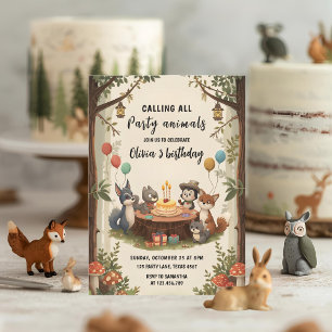 Invitation Animaux des bois fête de la forêt d'anniversaire