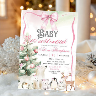 Invitation Animaux d'hiver Aurore Arc Coquette Fille Baby Sho