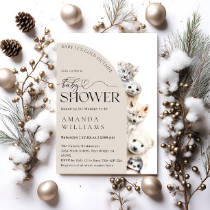 Invitation Animaux d'hiver Baby shower neutre selon le sexe