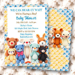 Invitation Animaux en peluche au crochet pour Baby Shower gar