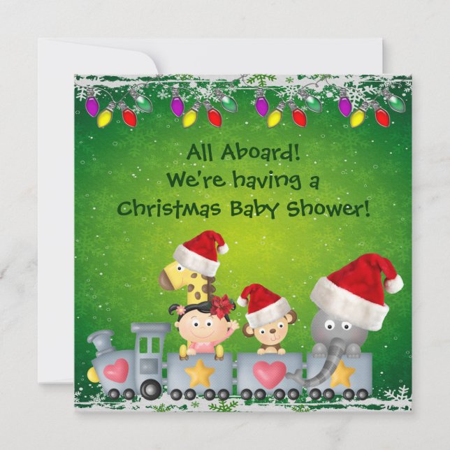 Invitation Animaux et fille mignons sur le baby shower de (Devant)