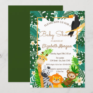 Invitation Animaux forestiers, Baby shower Feuille des bois