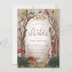 Invitation Animaux forestiers Baby shower Whimsical
