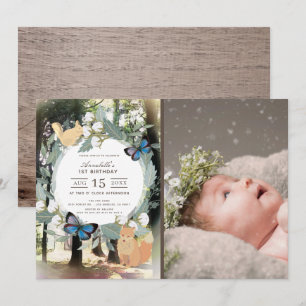 Invitation Animaux forestiers enchantés Photo 1er anniversair