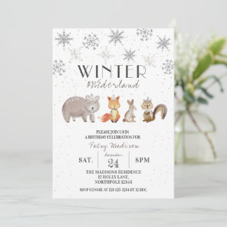 Invitation Animaux forestiers Hiver ONE derland Anniversaire