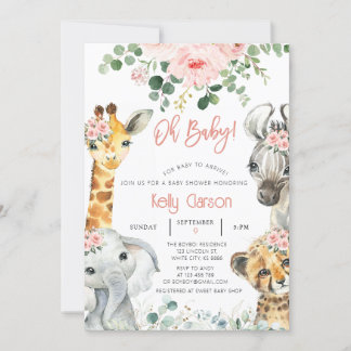 Invitation Animaux Jungle Safari Oh Baby shower