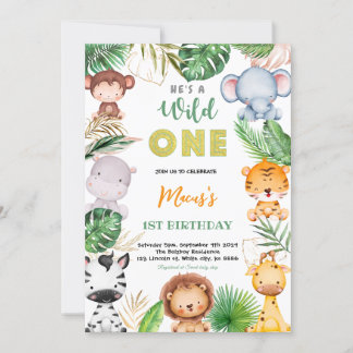 Invitation Animaux Jungle Safari Sauvage Un Anniversaire