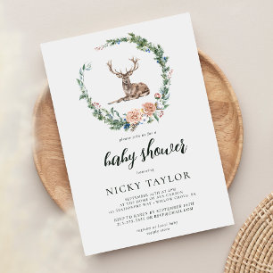 Invitation Animaux mignons de bois cerfs Baby shower Invitati