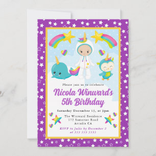 Invitation Animaux qui veulent être des licornes mignonnes po