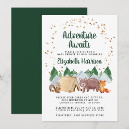 Invitation Animaux Rustiques En Bois Baby shower Par Courrier
