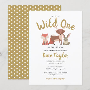 Invitation Animaux sauvages de la forêt Baby shower neutre