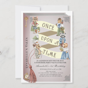Invitation Animaux vintages Livre d'histoire 1er anniversaire