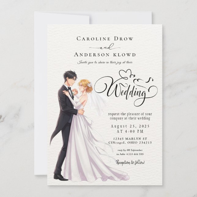 Invitation Anime Couple Wedding (Devant)