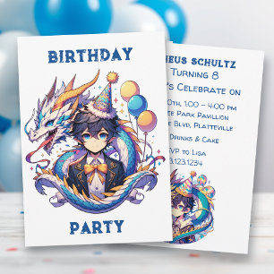 Invitation Anime Dragon Theme Boy's Birthday Party