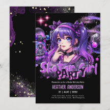 Anime Skater Girl Anniversaire Fête Skateboard