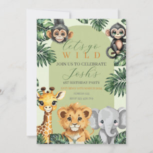 Invitation Aniversario del Safari del Bebé Cute