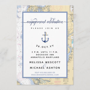 Invitation Annapolis Dusty Blue #Nautical #Engagement Party
