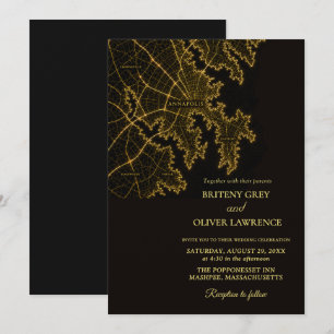 Invitation Annapolis MD Baie de Chesapeake mariage doré
