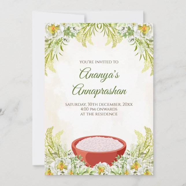 Invitation Annaprasan et carte de cérémonie Annapr (Devant)