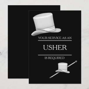 Invitation Anneau argenté élégant chic Usher de casquette