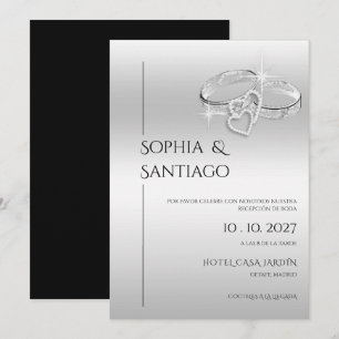 Invitation Anneau Décoratif Romantique Réception de Mariage E