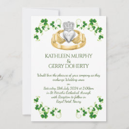 Invitation Anneau traditionnel irlandais de Claddagh et Shamr