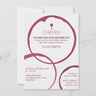Invitation Anneaux à vin moderne Envoi de douche nuptiale Inv