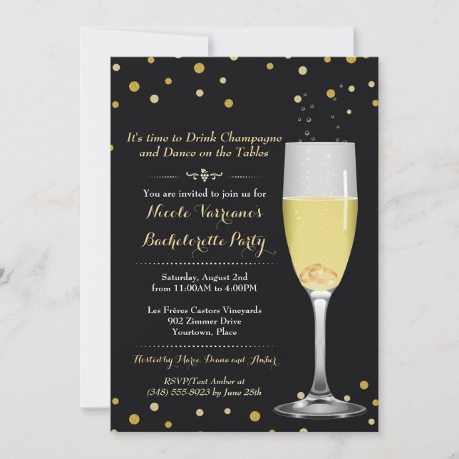 Invitation Anneaux dans les parties scintillantes de verre (Devant)