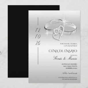 Invitation Anneaux de mariage en argent espagnols Dîner de ré